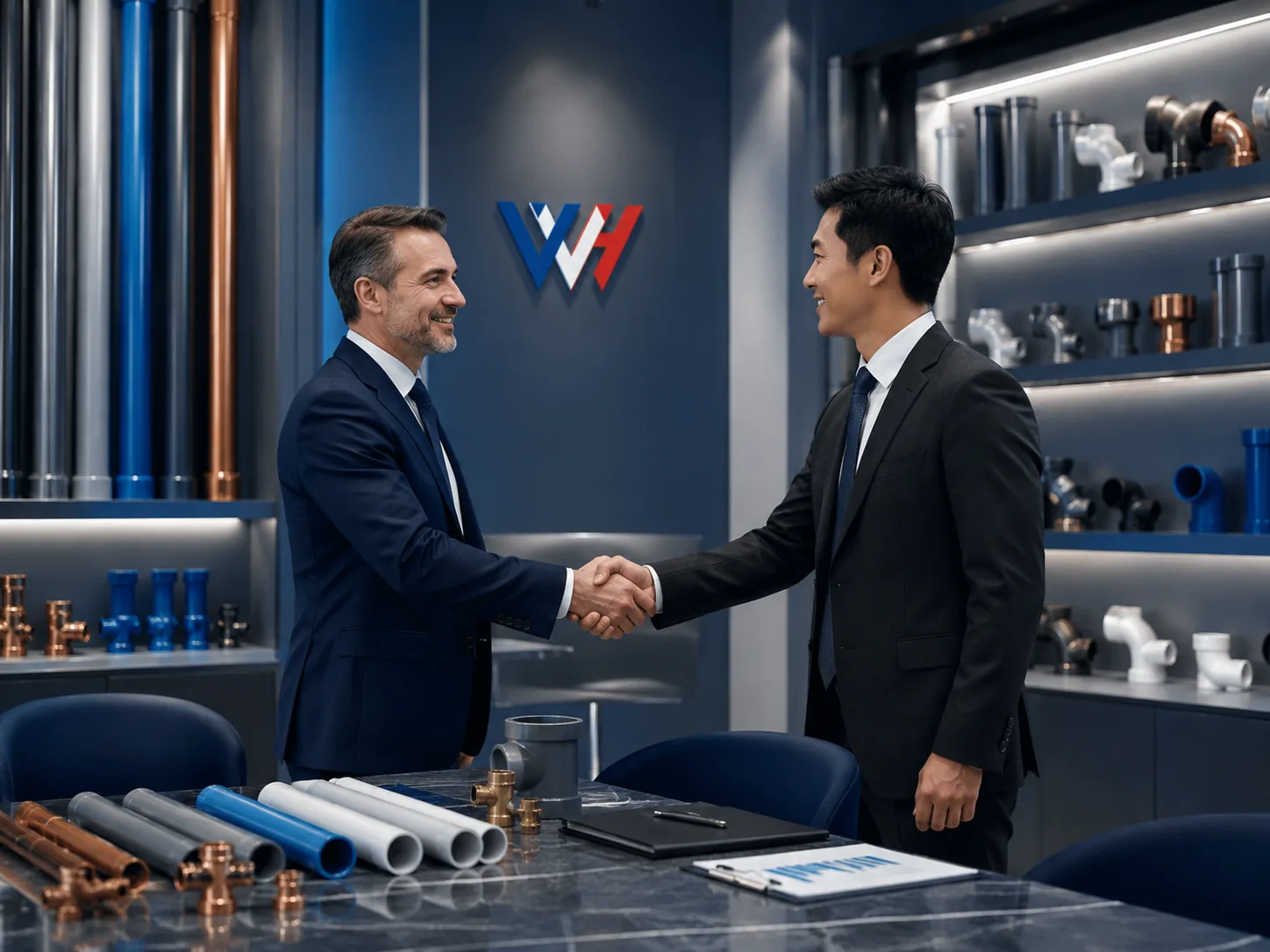 WARMHAUS export manager meeting a distributor partner over the product range
