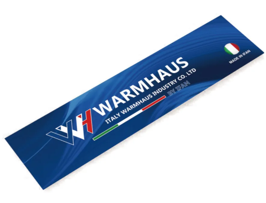 WARMHAUS point-of-sale display material for plumbing distributors, showing branded shelf presentation of a pipe and fittings range