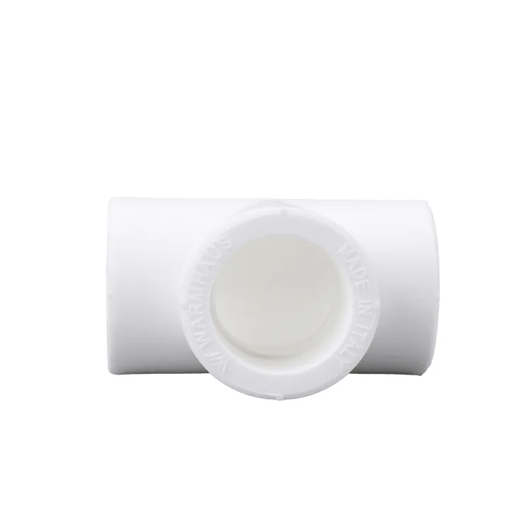 White PPR tee on a white background, the fitting shown as it would appear in a submittal photograph